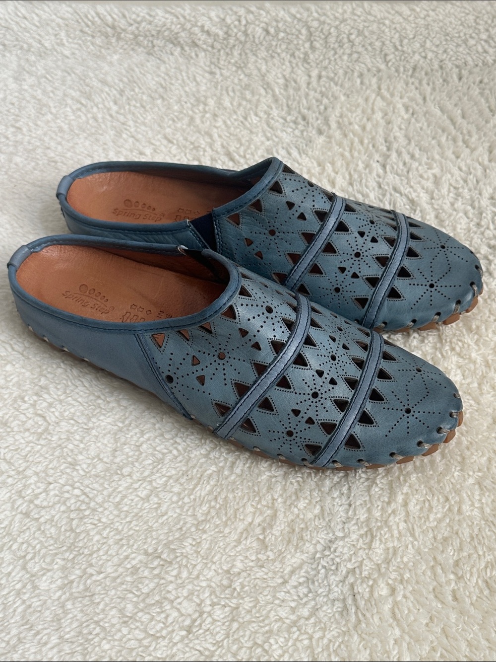 Spring Step Womens EU 38 US 7.5 Clogs Leather Slip On Fusalide Mule Flat Shoes
